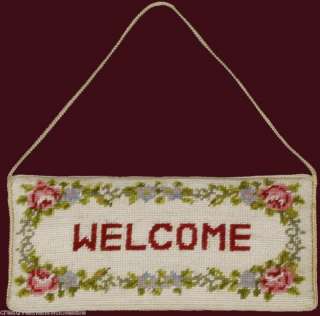 Handmade Needlepoint Door Hanger Sign WELCOME #7001  