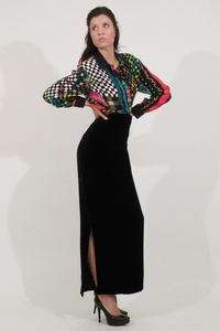 Vtg 70s 80s class glamour Valentino Boutique black velvet maxi skirt 