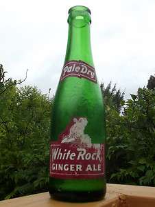 1950s green White Rock Pale Dry Ginger Ale soda bottle w/ ACL (Los 