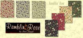 RAMBLIN ROSE 5 CHARMS Quilt Squares / Maywood Studio  
