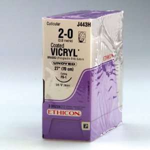  J&J Coated Vicryl Reverse Cutting Sutures   Undyed Braided 