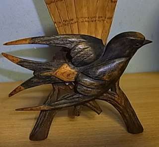 Antique Wood Carved Swallow Letter Holder #BN  