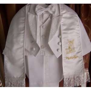 Baby Boy Tuxedo/christening Baptism Robe/white/all Size/small,medium 