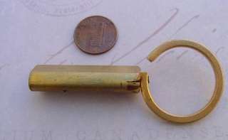 Vintage Large Aged Solid Brass Whistle Pendant Keychain  