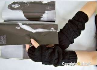 womens braided knit crochet wool arm warmer fingerless gloves Leisure 