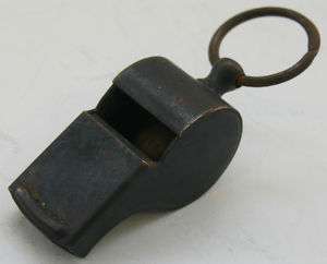 OLD USED VINTAGE ANTIQUE BRASS METAL NECKLACE WHISTLE  