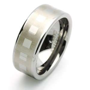 9MM Comfort Fit Tungsten Carbide Wedding Band Laser Engraved For Men 