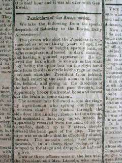 17 1865 newspaper LINCOLN ASSASSINATION headlines BOOTH KILLS @ FORD 