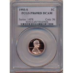  1993 S PCGS PR69RD DCAM Lincoln Cent 