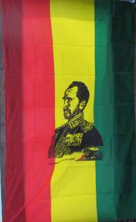 SELASSIE~red, gold, green~ETHIOPIA~RASTA~FLAG~WALL TAPESTRY~REGGAE 