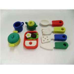    Japanese Fun Set of 8 Cooking Shaped Erasers Toys & Games