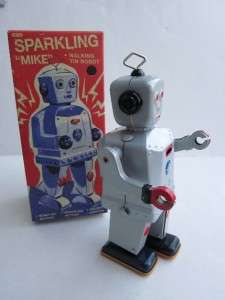 TIN Wind Up vtg style Sparking mechanical Space ROBOT  