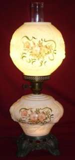 Fenton? Gone With the Wind GWTW Lamp, Hand Painted w/ Puffy Embossed 