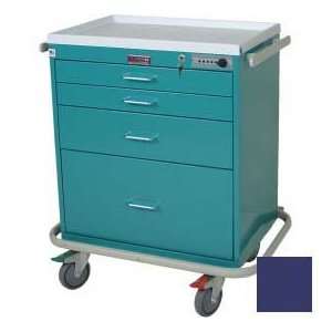   Four Drawer Anesthesia Cart Mech Combo Lock Standard Package, Navy