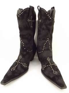   cowboys boots black studded cross vegan Roper Rockstar 9 M western