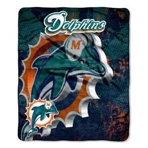 Miami Dolphins 50 x 60 Micro Raschel Throw Blanket   Grunge Design 