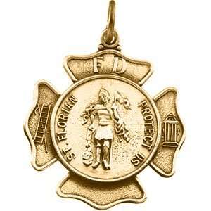  St. Florian Medal 17mm   14k Gold/14kt yellow gold 