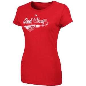  Majestic Detroit Red Wings Ladies Red Body Check T shirt 