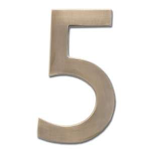   Cast Brass 4 Inch Floating House Number, Antique Brass 5 Home