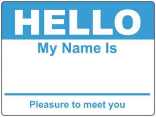   16x4 Hello My Name Is Name Badge Tag Labels / Stickers   Sky Blue