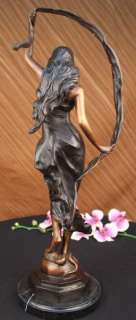 Signed Moreau Woman Dancing for an Angel Bronze Statue Sculpture 