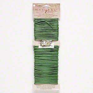   waxed cotton cord, green, (20) 4x3mm cord ends, 10 yards of 1mm cord