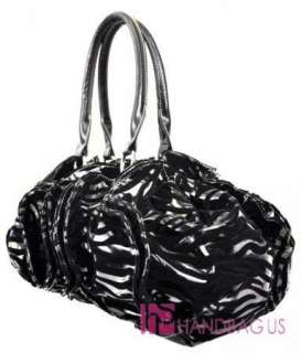 Velvet Zebra Print Ruffles Purse Bag Wallet Set Black  