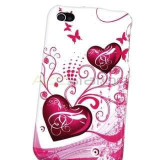 5x Clip on Hard Case Cover For iPhone 4 4th G 4S Pink Heart+White+Blue 