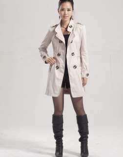 New Long Cotton Off White And Khaki Womens /Girl Coat Jacket Parka 