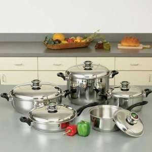   10pc 12 Element Waterless Cookware Set with Thermo Control Knobs