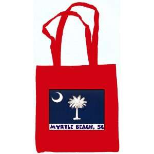  Myrtle Beach South Carolina Souvenir Tote Bag Red 