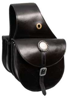 Western Cowboy Leather Saddl, Black w/ Silver Conchos, 8 x 8 