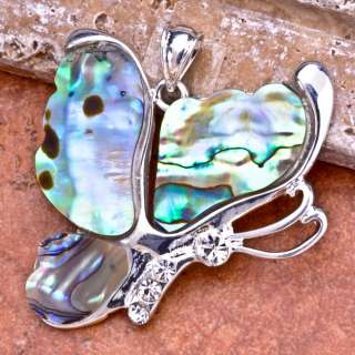 ABALONE SHELL PENDANT 925 STERLING SILVER PLATED OVER SOLID 