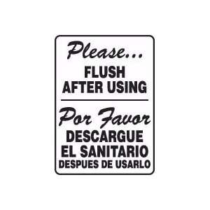 RESTROOM SIGNS PLEASE  FLUSH AFTER USING (BILINGUAL) 14 x 10 Dura 