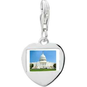   Plated Travel Washington Dc Photo Heart Frame Charm Pugster Jewelry