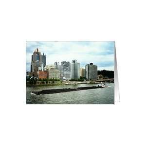  Coal Barges on the Allegheny River in Pittsburgh, PA Card 