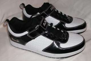 NWOT Mens sz 10 Black and White Patent Leather FUBU Sneakers  