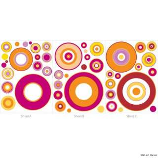 Pink Retro Circles Wall Sticker Decal for boys/girls  