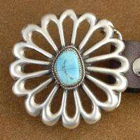 Vintage Old Pawn 1970s Sterling Silver Tufacast Turquoise Concho 