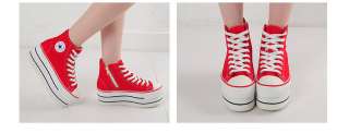 Womens Red Platform Zip Wedge Sneakers Shoes US 6~8  
