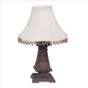   Aged Tuscany Mini Table Lamp with Beige Beaded Shade