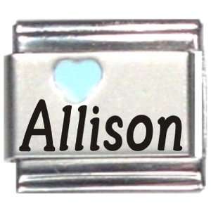  Allison Light Blue Heart Laser Name Italian Charm Link 