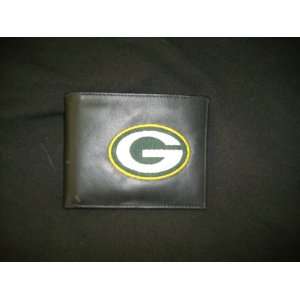   Bay Packers Black Leather Embroidered Bi fold Wallet 