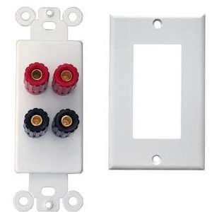   Two Speaker Wire Wall Plate Binding Post White In Color Electronics