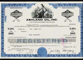 ASHLAND OIL INC KENTUCKY old bond certificate 1977  