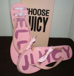 Juicy Couture Pink Flip Flops Hello Juicy Wedge Sandals Shoes 5 6 7 8 