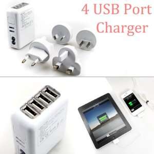  4 Ports USB AC Travel Wall Charger Adaptor for iPad iPhone 