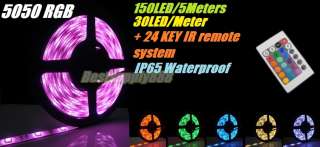 Waterproof 5M 500CM RGB 5050 SMD 150 LED Strip light IP65 + IR remote 