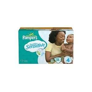  Pampers Swaddlers Sensitive, Size 4 (22 37 Lbs.), 136 Ct 