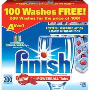 Finish Powerball Tabs 200ct Powerful Scrubbing Action; Attacks Burnt 